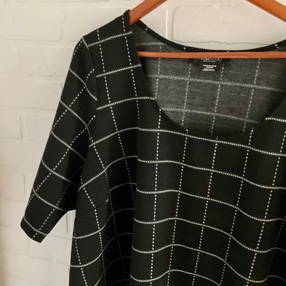 Michel Studio Dress LBD Plaid Checkered Scoop neck Mini Black White size 4X - Picture 2 of 8